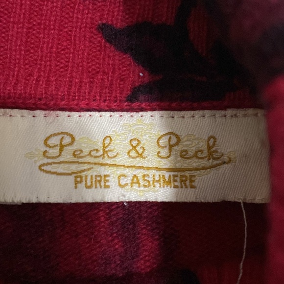 Vintage peck and peck Floral Red Turtleneck Women Top sweater cashmere soft Y2K - Picture 5 of 6